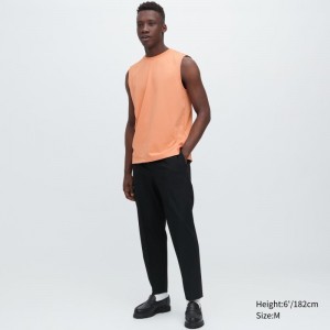Men Uniqlo Airism Cotton Sleeveless T Shirts Orange | 3455705