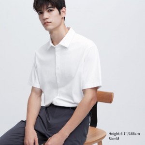 Men Uniqlo Airism Full Open Short-sleeve Polo Shirts White | 5809889