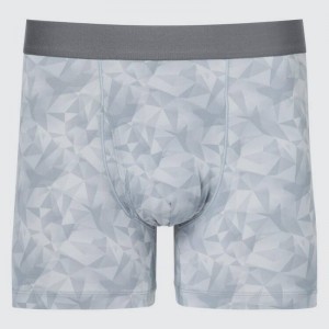 Men Uniqlo Airism Geometric Boxers Underwear Grey | 3736488