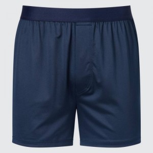Men Uniqlo Airism Loose Fit Boxers Underwear Navy | 8706780