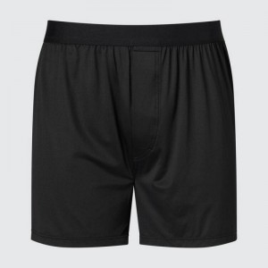 Men Uniqlo Airism Loose Fit Boxers Underwear Black | 1029076