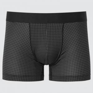Men Uniqlo Airism Low Rise Checked Boxers Underwear Black | 3133210