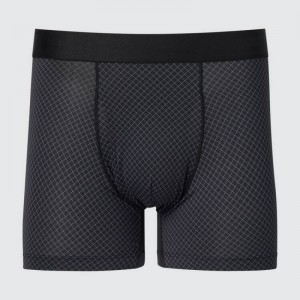 Men Uniqlo Airism Printed Boxers Underwear Black | 7232652