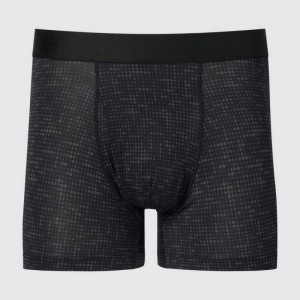 Men Uniqlo Airism Printed Boxers Underwear Black | 3532330