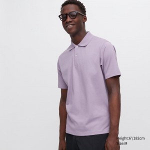 Men Uniqlo Airism Regular Collar Polo Shirts Purple | 8913952