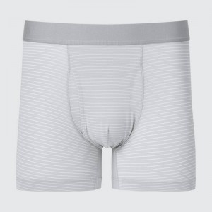 Men Uniqlo Airism Striped Boxers Underwear White | 7787869