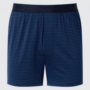 Men Uniqlo Airism Striped Loose Fit Boxers Underwear Blue | 3527281