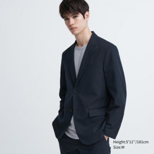 Men Uniqlo Airsense Cotton Like Ultra Light Jackets Navy | 3642533
