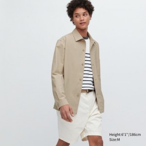 Men Uniqlo Airsense Shirt Ultra Light Shirt Jackets Beige | 2343673