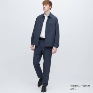 Men Uniqlo Airsense Ultra Light Seersucker Relaxed Fit Pants Navy | 7645527