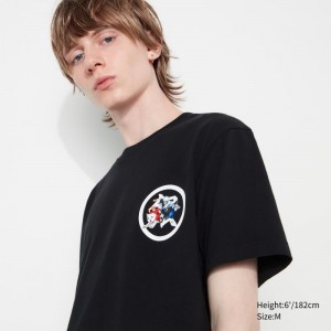 Men Uniqlo Anime Gintama Ut Short-sleeve Graphic T Shirts Black | 7760523