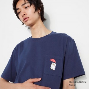 Men Uniqlo Anime Gintama Ut Short-sleeve Graphic T Shirts Navy | 1313318