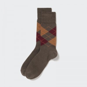 Men Uniqlo Argyle Socks Brown | 8204254