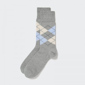Men Uniqlo Argyle Socks Grey | 4345744