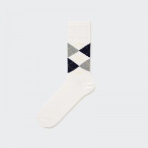 Men Uniqlo Argyle Socks White | 8509660