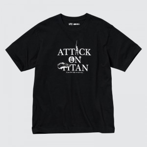 Men Uniqlo Attack On Titan Ut Short-sleeve Graphic If We Don't Fight, We Can't Win T Shirts Black | 6134278