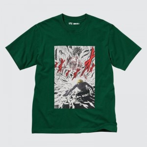 Men Uniqlo Attack On Titan Ut Short-sleeve Graphic Eren Transforms Into A Titan T Shirts Green | 4756713