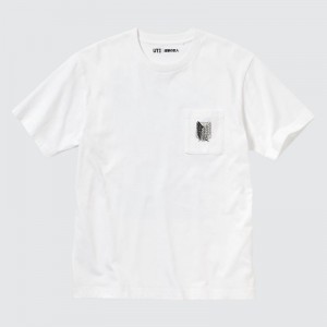 Men Uniqlo Attack On Titan Ut Short-sleeve Graphic Wings Of Freedom T Shirts White | 7498246