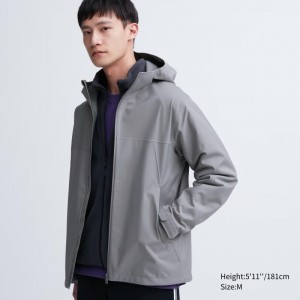 Men Uniqlo Blocktech 3d Cut Parka Grey | 7356902