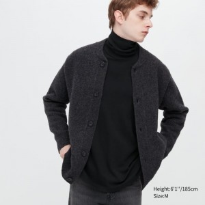 Men Uniqlo Brushed Cotton Turtleneck Long-sleeve T Shirts Black | 9608568