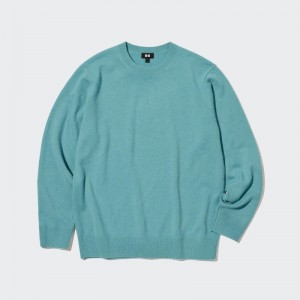 Men Uniqlo Cashmere Crew Neck Long-sleeve Sweaters Blue | 1788893