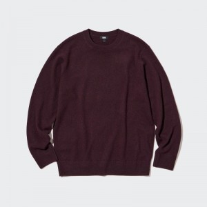 Men Uniqlo Cashmere Crew Neck Long-sleeve Sweaters Chocolate | 6700574