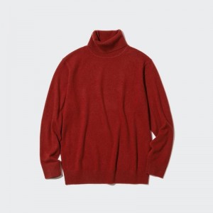Men Uniqlo Cashmere Turtleneck Long-sleeve Sweaters Red | 7843163