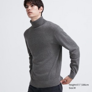 Men Uniqlo Cashmere Turtleneck Long-sleeve Sweaters Grey | 9116721