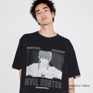 Men Uniqlo Chainsaw Man × Kosuke Kawamura Short Sleeve Ut Oversized T Shirts Black | 6918882