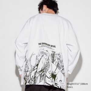 Men Uniqlo Chainsaw Man × Kosuke Kawamura Ut Long-sleeve Graphic T Shirts White | 6649713