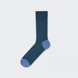 Men Uniqlo Color Block Socks Blue | 9493684