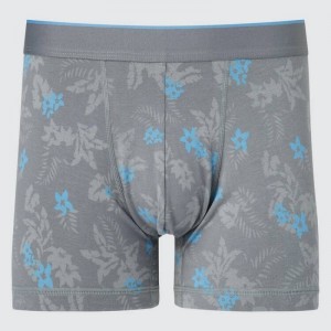 Men Uniqlo Cotton Low Rise Printed Boxer Underwear Grey | 7340876