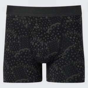 Men Uniqlo Cotton Patchwork Boxer Underwear Black | 1041525
