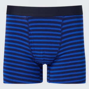 Men Uniqlo Cotton Striped Boxer Underwear Blue | 8234239