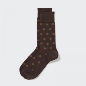 Men Uniqlo Dotted Socks Brown | 7226533