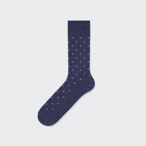 Men Uniqlo Dotted Socks Navy | 2226926