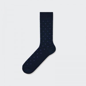 Men Uniqlo Dotted Socks Navy | 6664995