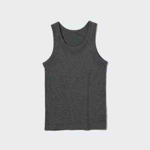 Men Uniqlo Dry Color Ribbed Tank Top Grey | 1937140