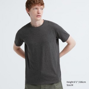 Men Uniqlo Dry Crew Neck Short-sleeve Color T Shirts Grey | 848579