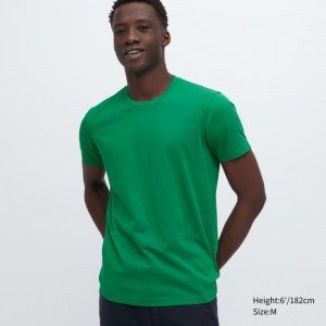 Men Uniqlo Dry Crew Neck Short-sleeve Color T Shirts Green | 26972