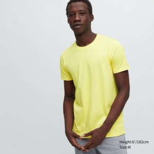 Men Uniqlo Dry Crew Neck Short-sleeve Color T Shirts Yellow | 311103
