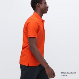 Men Uniqlo Dry Pique Short-sleeve Polo Shirts Orange | 8923237