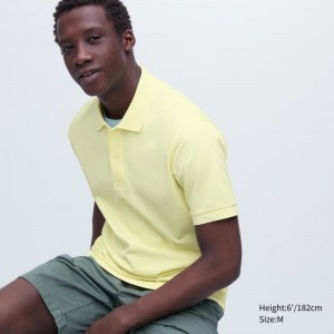 Men Uniqlo Dry Pique Short-sleeve Polo Shirts Yellow | 6207848