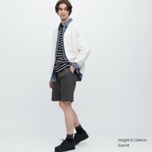 Men Uniqlo Dry Stretch Easy Shorts Grey | 2840481