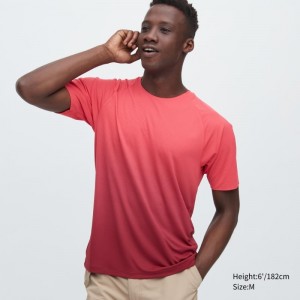 Men Uniqlo Dry-ex Crew Neck Short-sleeve Lightweight T Shirts Red | 1084972