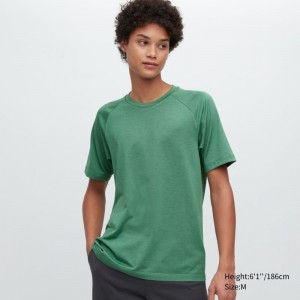 Men Uniqlo Dry-ex Crew Neck Short-sleeve T Shirts Green | 8193972