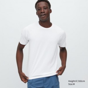 Men Uniqlo Dry-ex Crew Neck Short-sleeve T Shirts White | 1672702