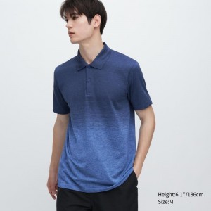 Men Uniqlo Dry-ex Gradient Polo Shirts Blue | 281445