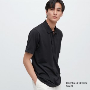 Men Uniqlo Dry-ex Polo Shirts Black | 2196634