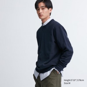Men Uniqlo Elegant Sweatshirts Navy | 3770514